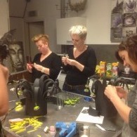 aan het werk