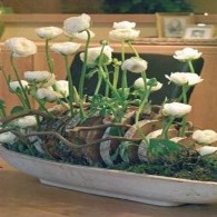 bloemstuk met houtschijfjes