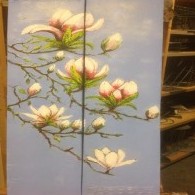 magnolia op steigerhout