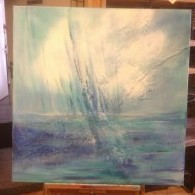 blauw abstract schilderij
