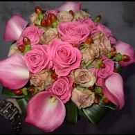 bruidsboeket rose calla en roosjes