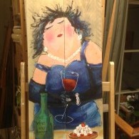 dikke dame met spijkerstof jurk