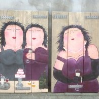 dikke dames, cafe de oude markt