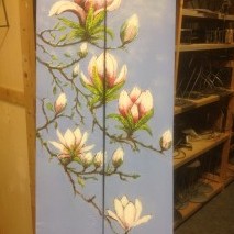 magnolia op hout /