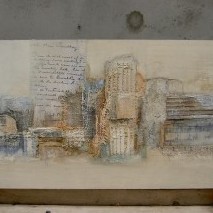 abstract met diverse mediums/structuren /